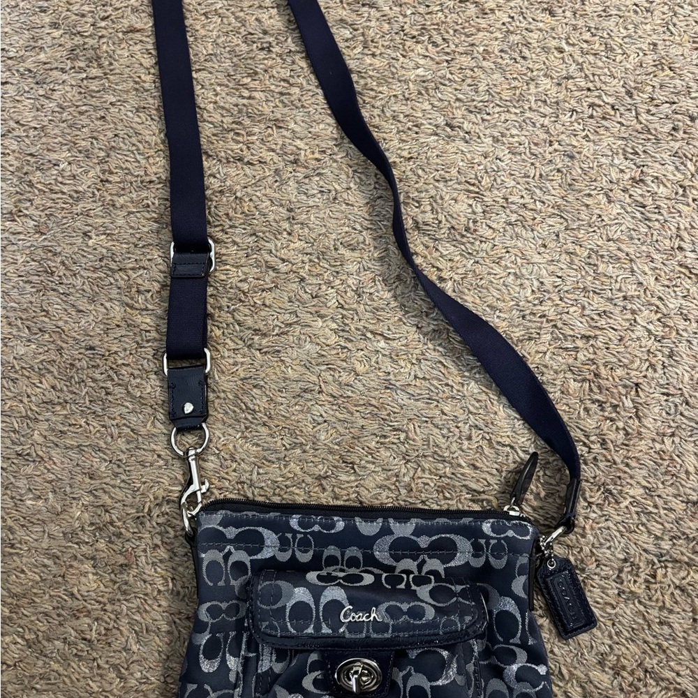 Coach Signature Black and Gray Crossbody Bag